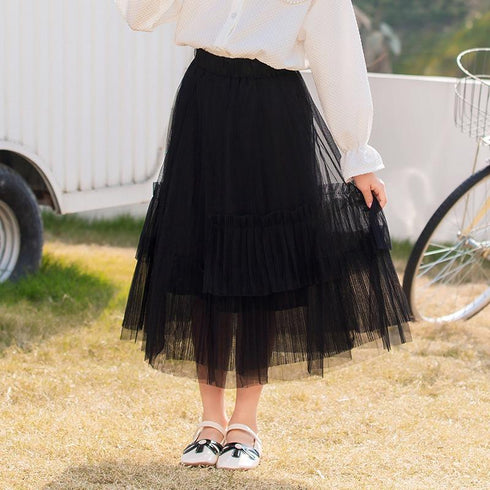 Girl's pleated skirt half-length gauze skirt foreign style cake skirt